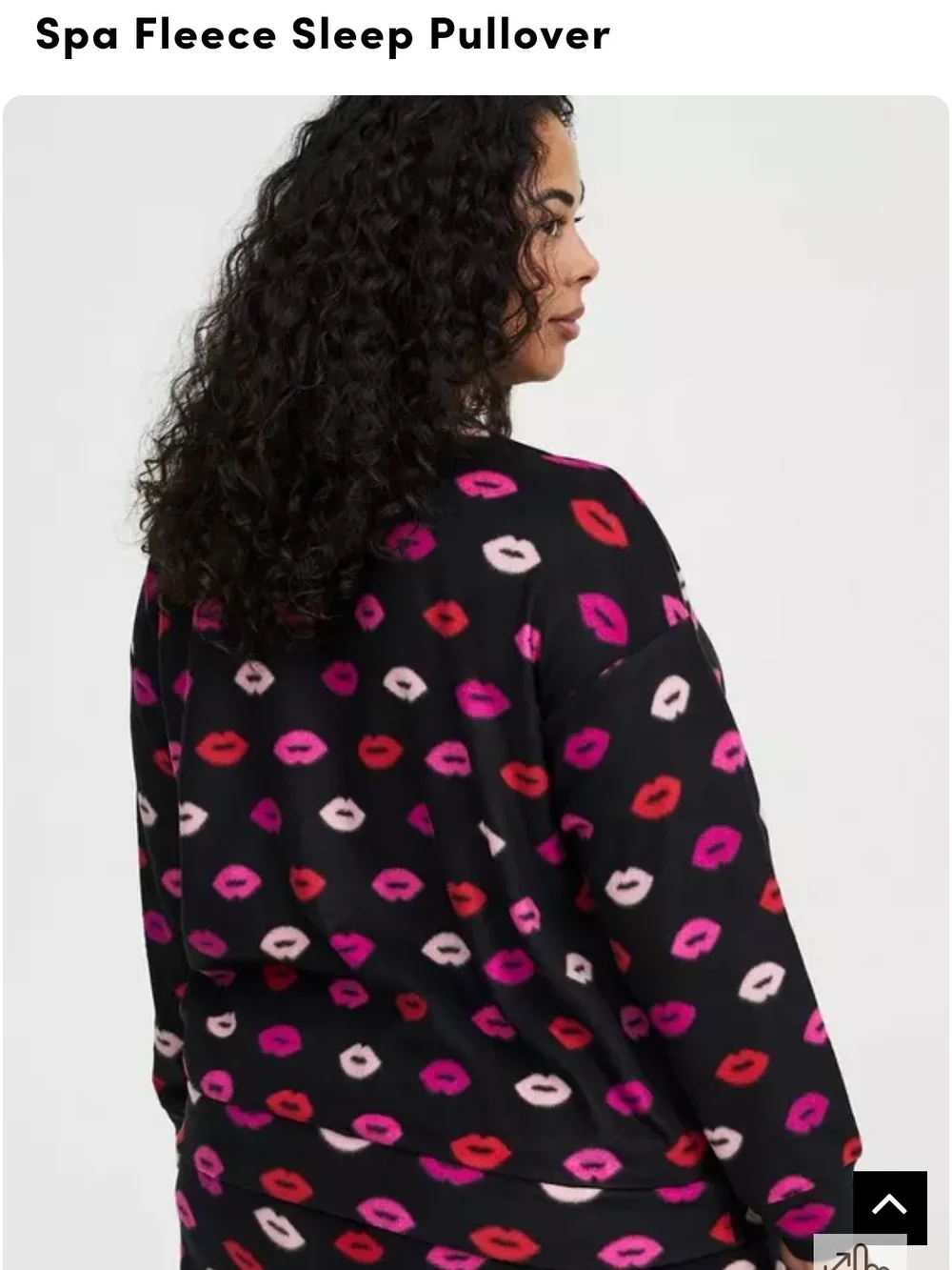 torrid Black Spa Fleece Pullover with Pink & Red Lip Print